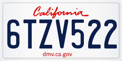 CA license plate 6TZV522