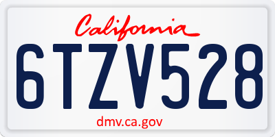 CA license plate 6TZV528