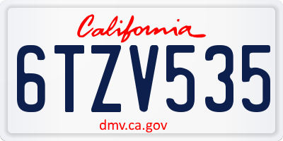 CA license plate 6TZV535