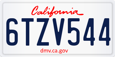 CA license plate 6TZV544