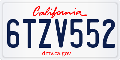 CA license plate 6TZV552