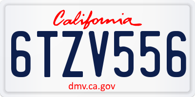 CA license plate 6TZV556
