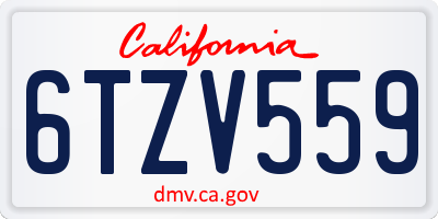 CA license plate 6TZV559