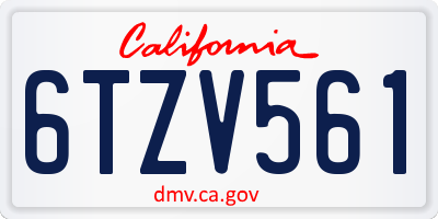 CA license plate 6TZV561