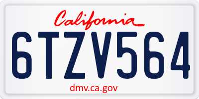 CA license plate 6TZV564