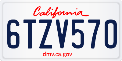 CA license plate 6TZV570
