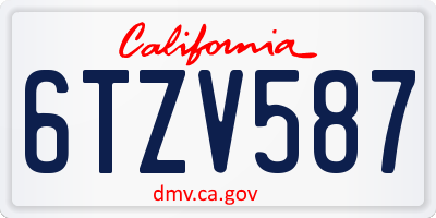 CA license plate 6TZV587