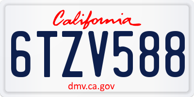 CA license plate 6TZV588