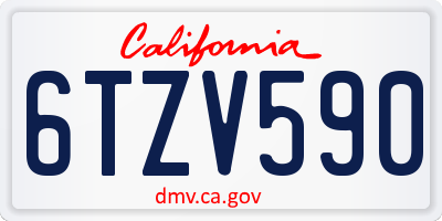 CA license plate 6TZV590