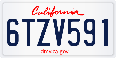 CA license plate 6TZV591
