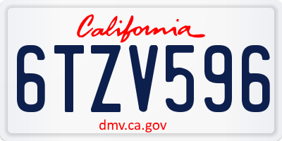 CA license plate 6TZV596