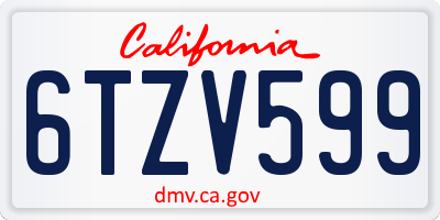 CA license plate 6TZV599