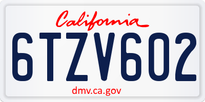 CA license plate 6TZV602