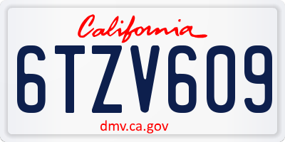 CA license plate 6TZV609