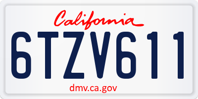CA license plate 6TZV611