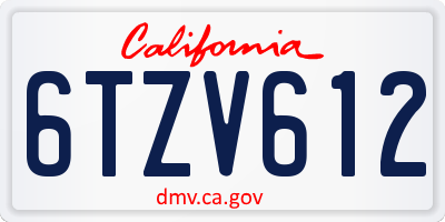 CA license plate 6TZV612