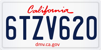 CA license plate 6TZV620