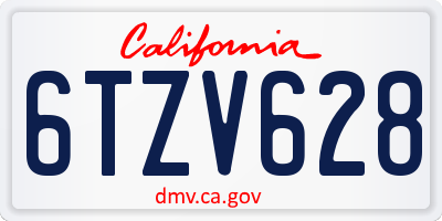 CA license plate 6TZV628