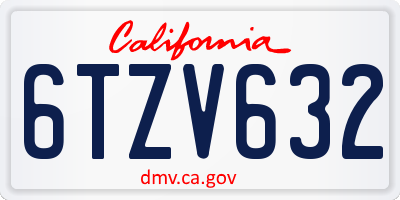 CA license plate 6TZV632