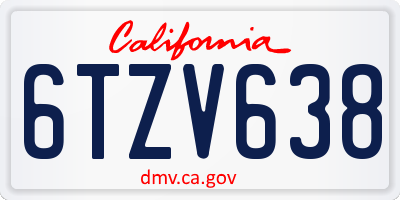 CA license plate 6TZV638