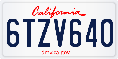CA license plate 6TZV640
