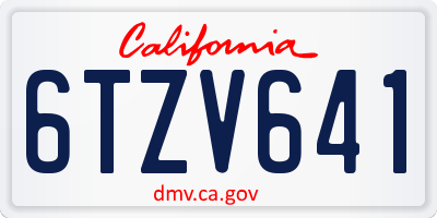 CA license plate 6TZV641