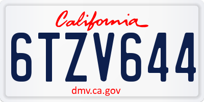 CA license plate 6TZV644