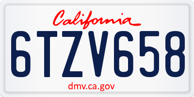 CA license plate 6TZV658