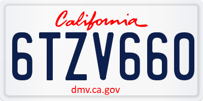 CA license plate 6TZV660