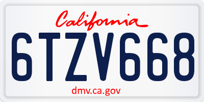 CA license plate 6TZV668
