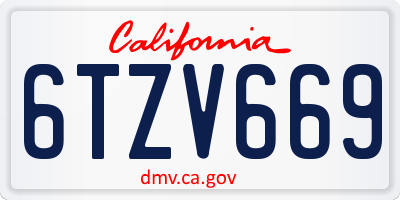 CA license plate 6TZV669