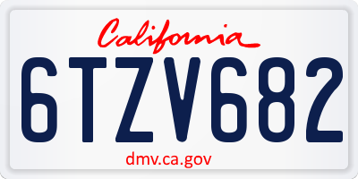 CA license plate 6TZV682
