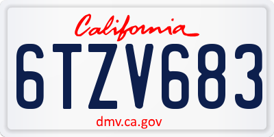 CA license plate 6TZV683