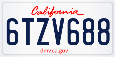 CA license plate 6TZV688