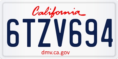 CA license plate 6TZV694