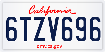 CA license plate 6TZV696