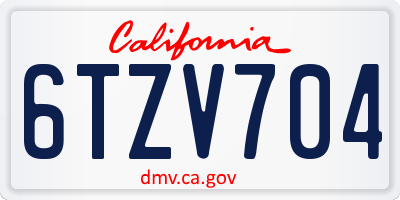 CA license plate 6TZV704