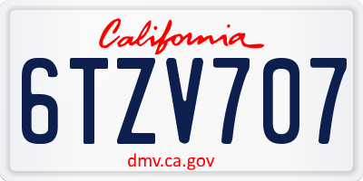 CA license plate 6TZV707
