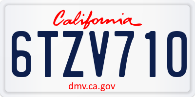 CA license plate 6TZV710