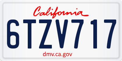 CA license plate 6TZV717