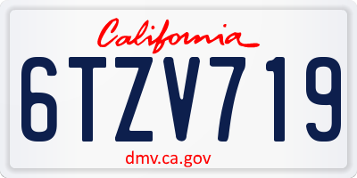 CA license plate 6TZV719