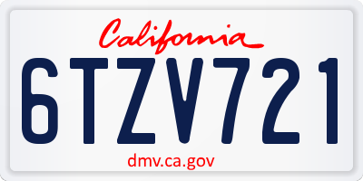 CA license plate 6TZV721
