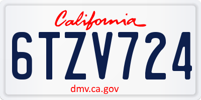 CA license plate 6TZV724