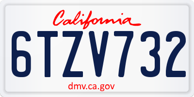 CA license plate 6TZV732