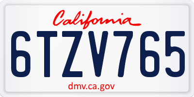CA license plate 6TZV765