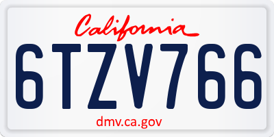 CA license plate 6TZV766
