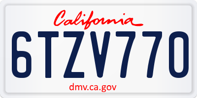 CA license plate 6TZV770