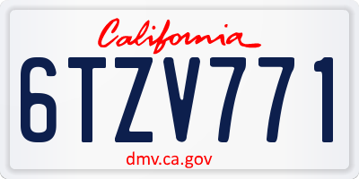 CA license plate 6TZV771