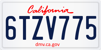 CA license plate 6TZV775