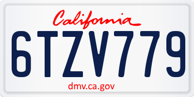 CA license plate 6TZV779
